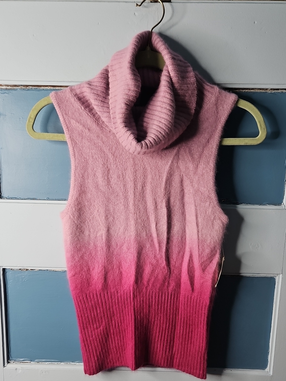 Rampage Sleeveless Pink Ombre Turtleneck Sweater Angora Wool Blend Medium